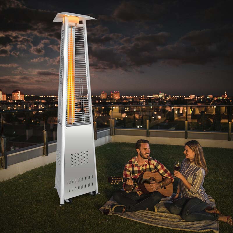 42000 BTU Pyramid Patio Heater Stainless Steel Portable Propane Heater with Wheels