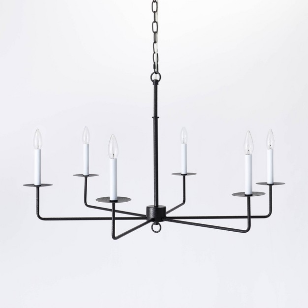 6 light Hammered Metal Chandelier Black Designed With Studio Mcgee