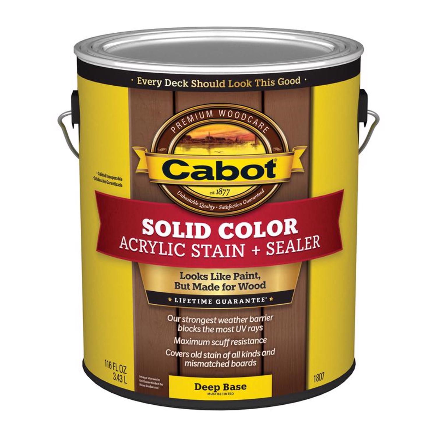 Cabot Solid Color Acrylic Stain \u0026 Sealer Solid Tintable Deep Base Acrylic Deck Stain 1 gal