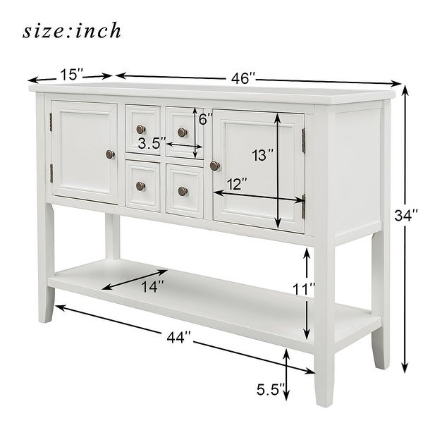 Cambridge Series Buffet Sideboard Console Table with Bottom Shelf