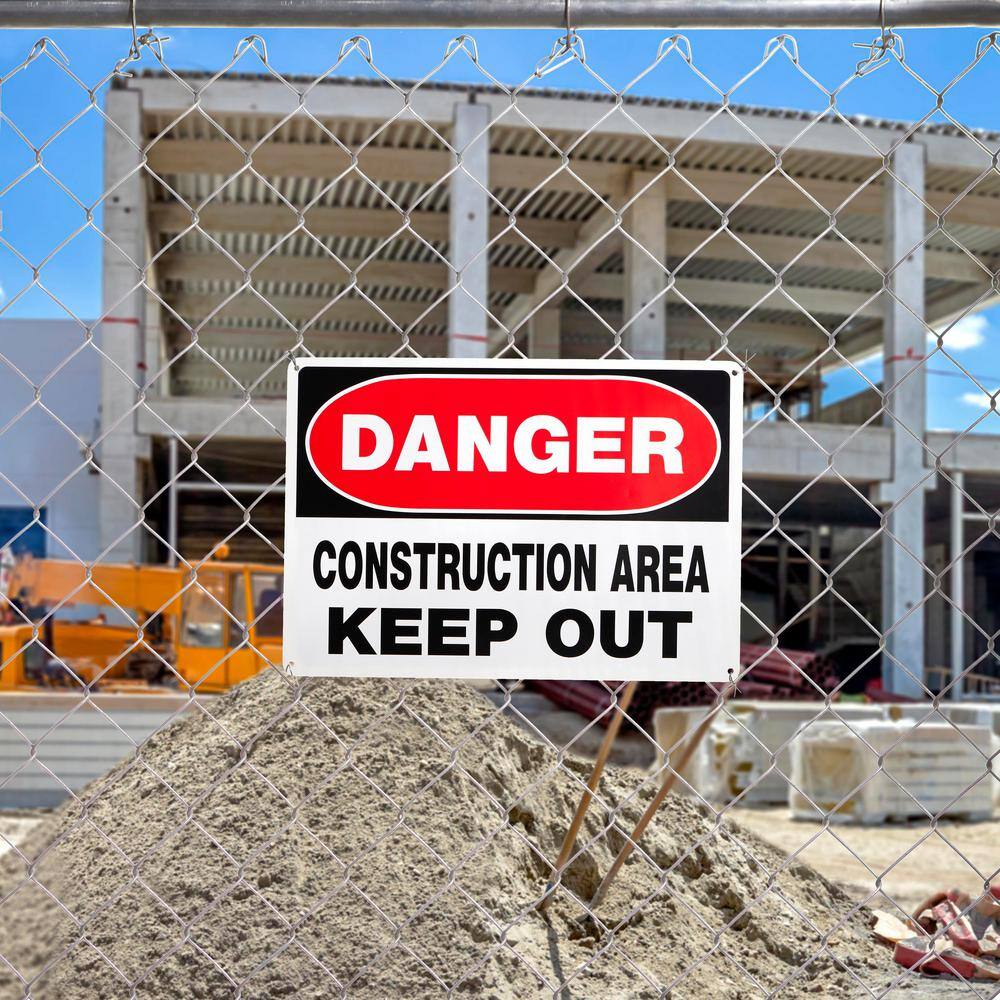 Everbilt 10 in. x 14 in. Aluminum Danger Construction Area Keep Out Sign 31014