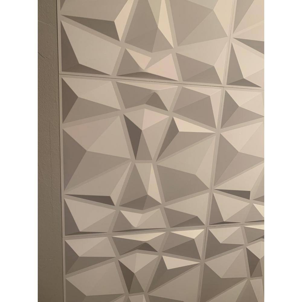 Art3dwallpanels Wall panel 19.7 in. x 19.7 in. 32 sq. ft. White Diamond PVC 3D Wall Panels (Pack of 12-Tiles) T100H38P12W