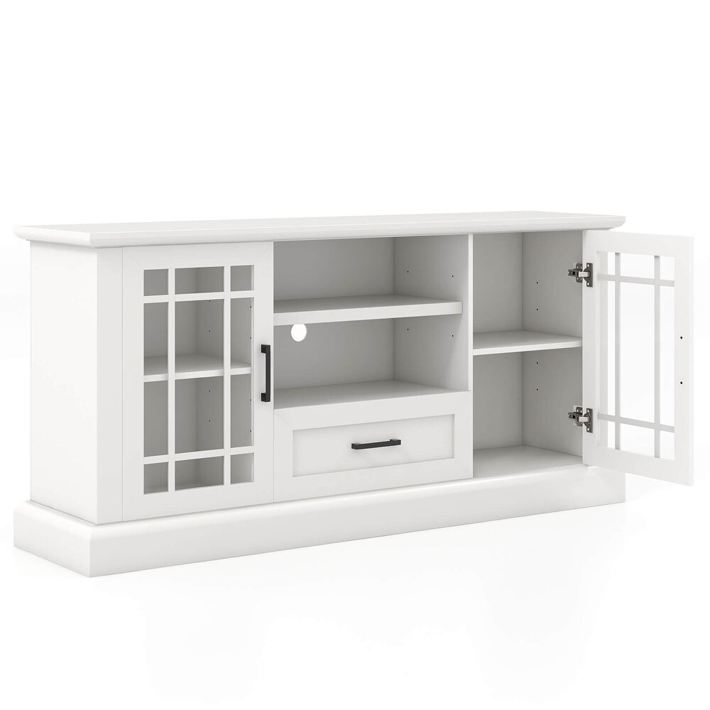 TV Stand for TVs up to 70 with Glass Doors Cubbies and Drawer   63\