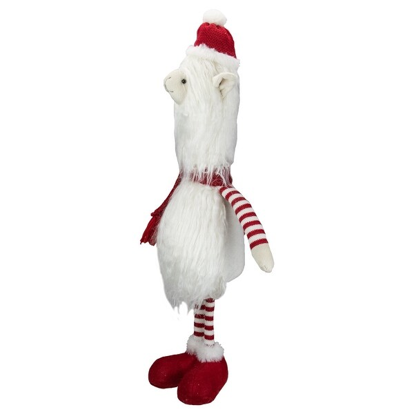 26Inch Plush Red and White Standing Llama Table Top Christmas Decoration