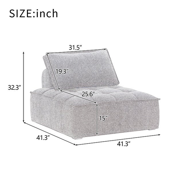 Upholstered Seating Armless Accent Chair Oversized Leisure Sofa Lounge Chair Lazy Sofa Barrel Chair， for Livingroom/ Bedroom