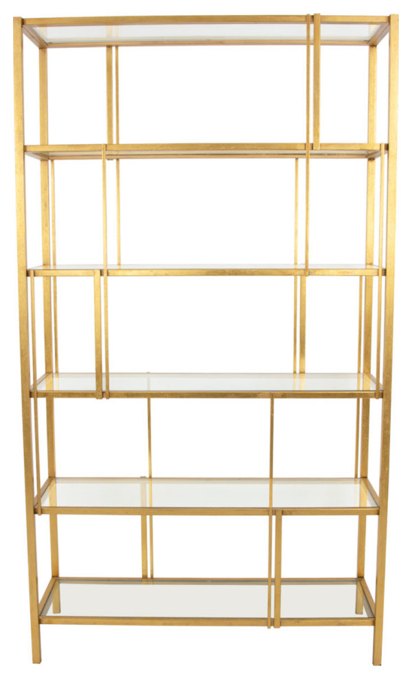 Yadira Gold Modern Shelf   Contemporary   Bookcases   by Peachtree Fine Furniture  Houzz