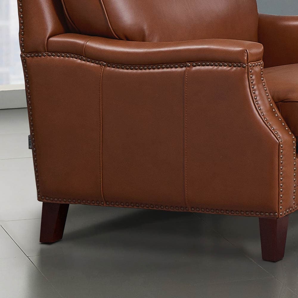 Hydeline Camano Top Grain Leather Loveseat With Feather  Memory Foam and Springs