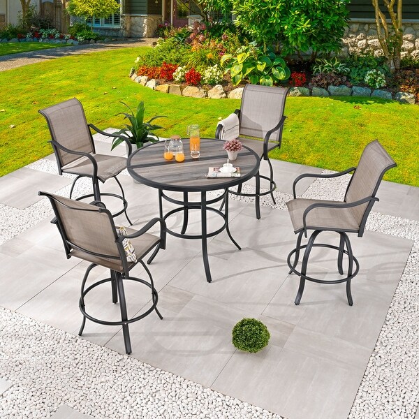 Patio Festival 4Person Outdoor 45.3'' Round Bar Height Dining Set