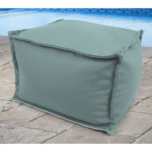 X 20 quot X 15 quot Outdoor Bean Filled Pouf ottoman In Sunbrella Cast Mist Jordan Manufacturing