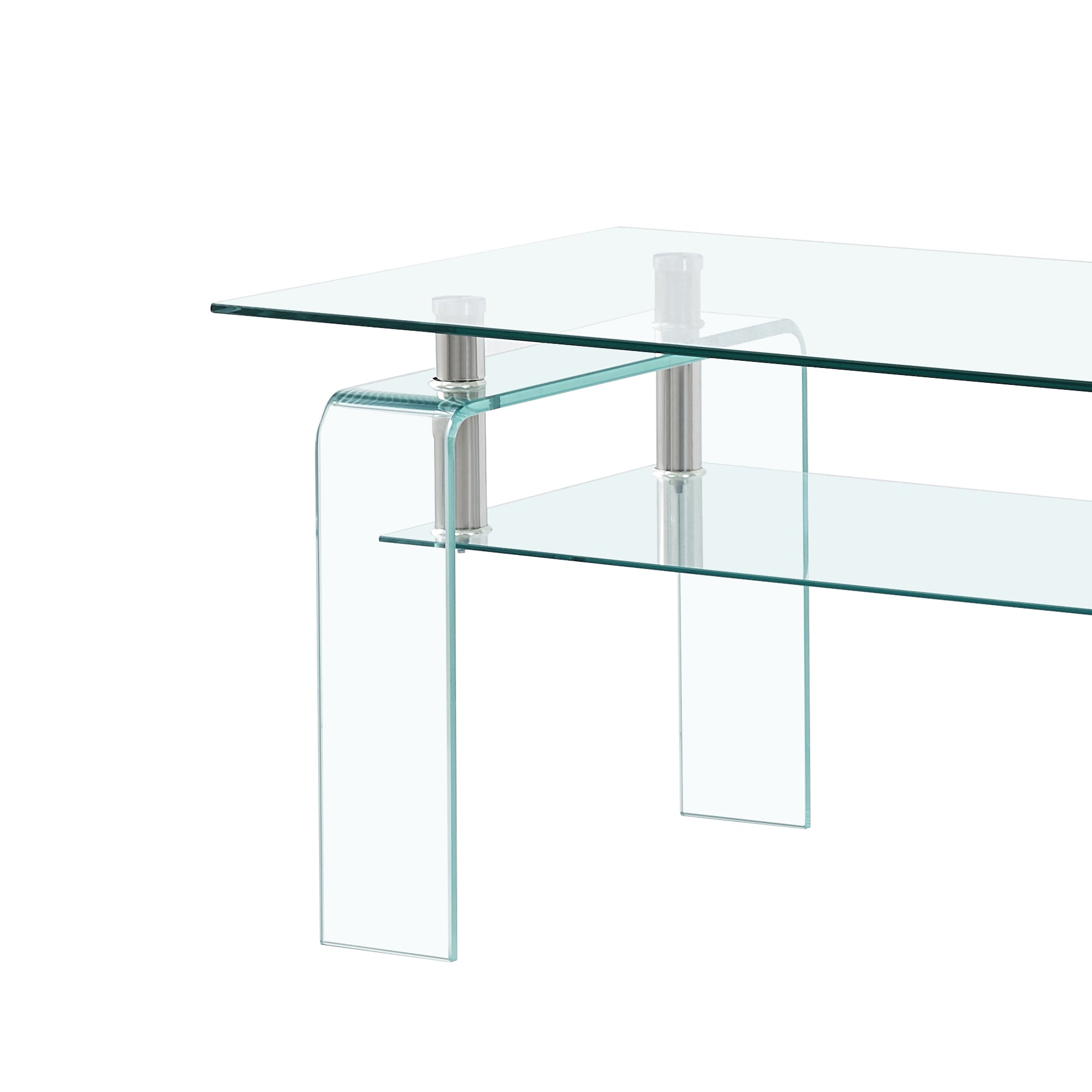 Clear Glass Coffee Table, Tempered Glass Coffee Table for Living Room