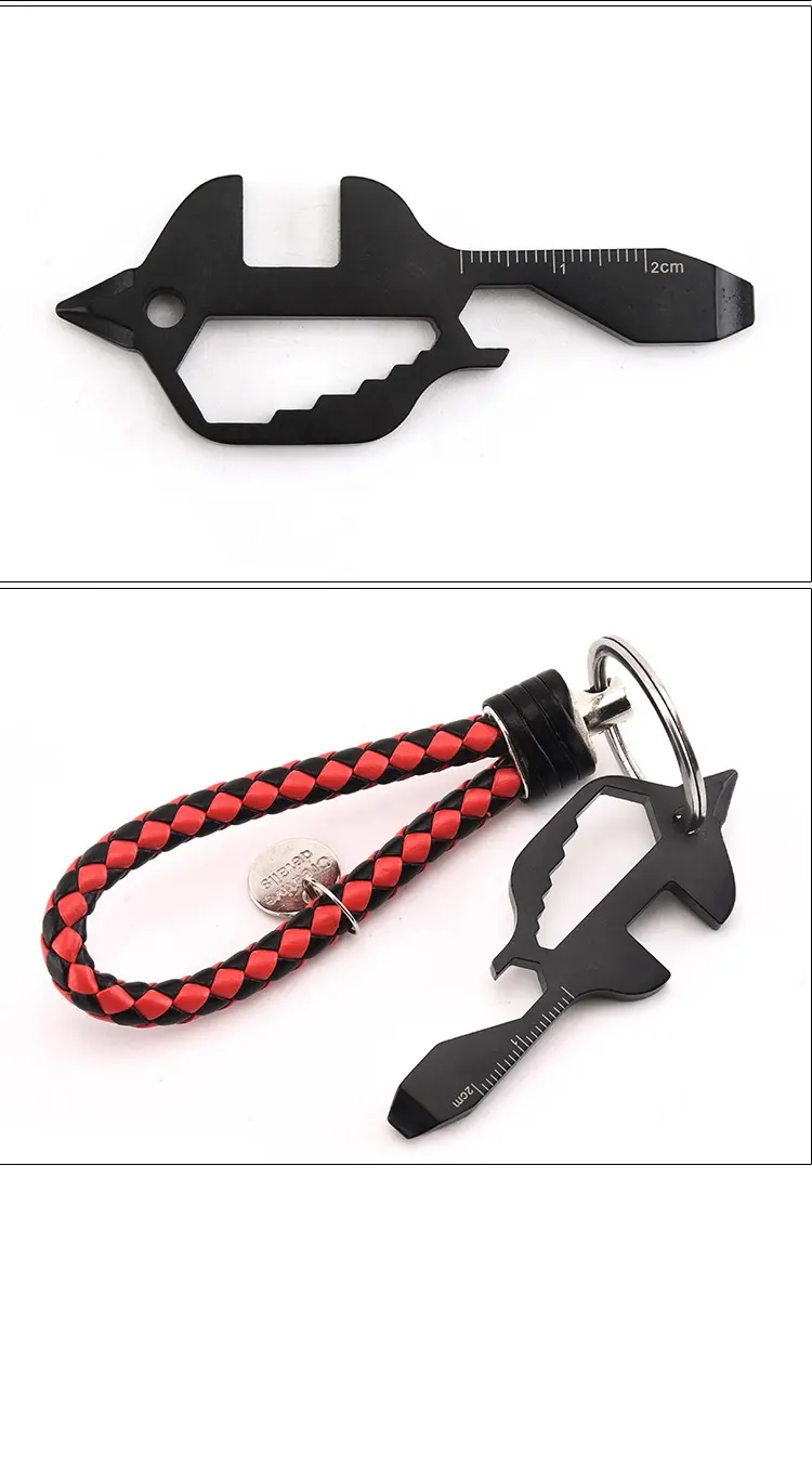 Wholesale Fish Shape Metal Credit Card Outdoor Multifunctional Hiking Buhscraft Bottle Opener Wrench Tools