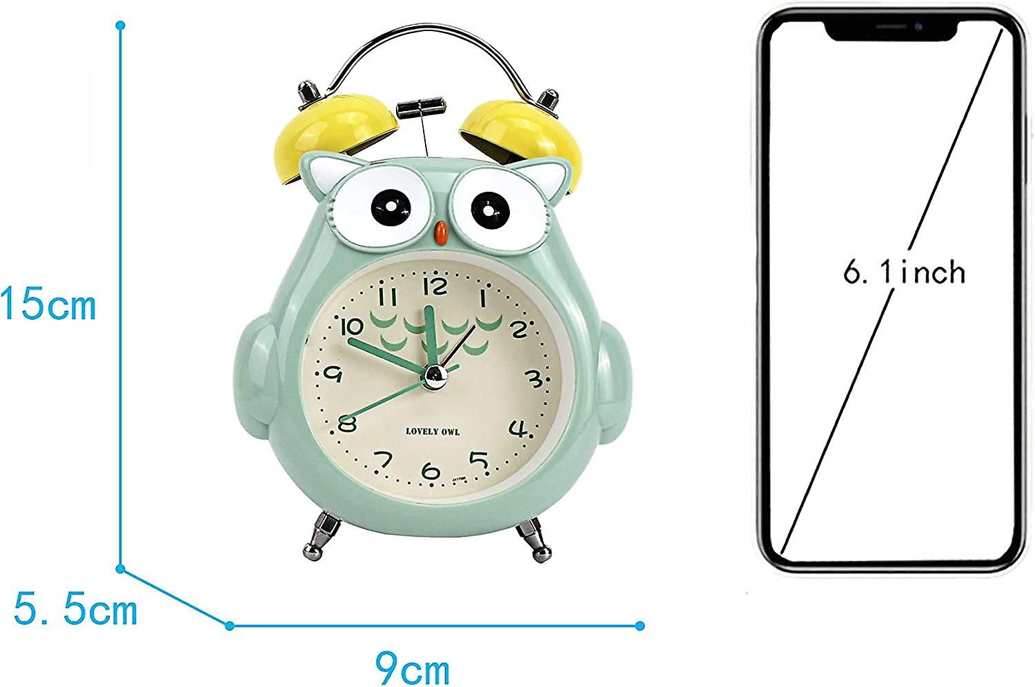 Kids Alarm Clock Cute Cartoon Owl Loud Bell Alarm Clock Non-ticking Desk Clock With Night Light