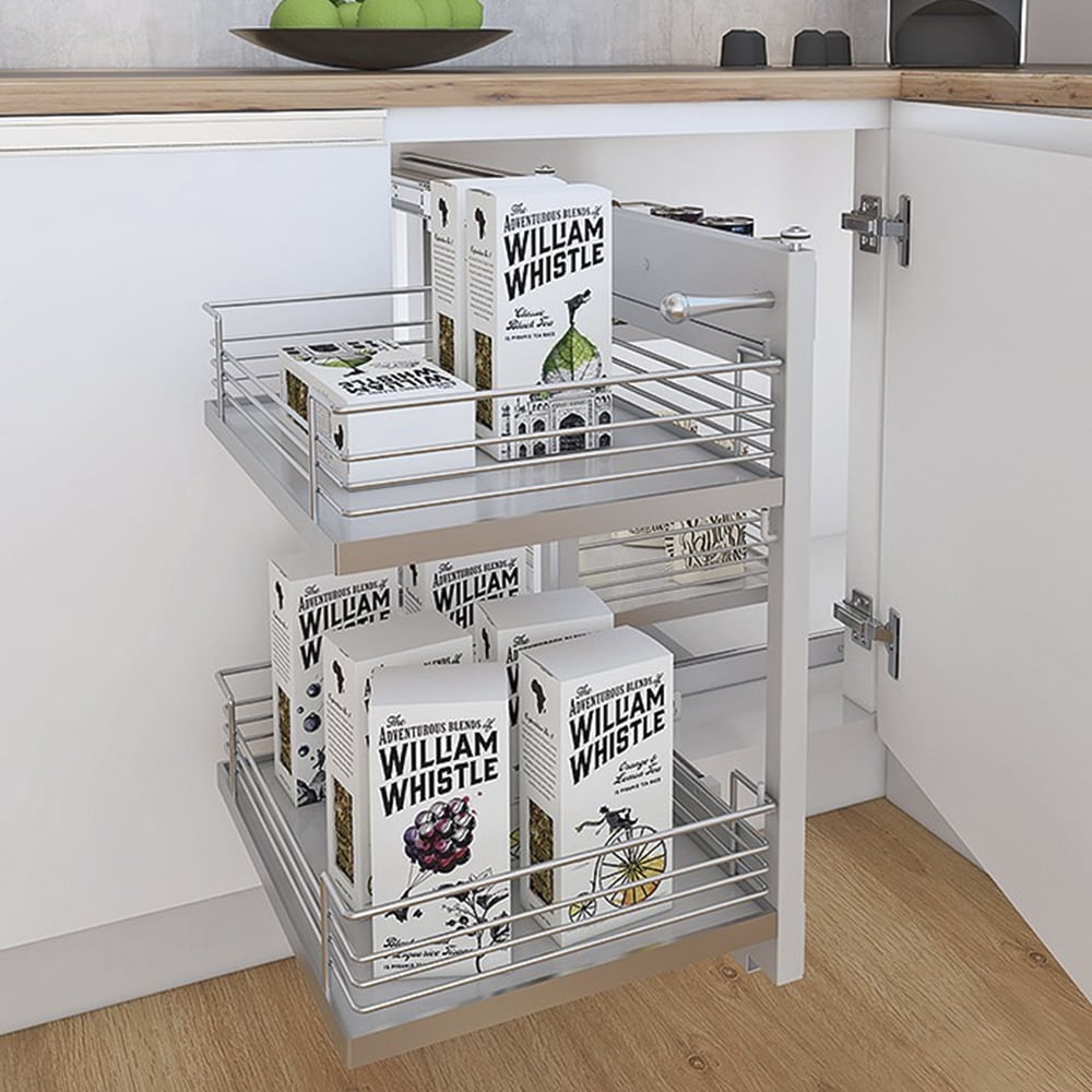 Blind Corner Cabinet Organizer Silver   N/A