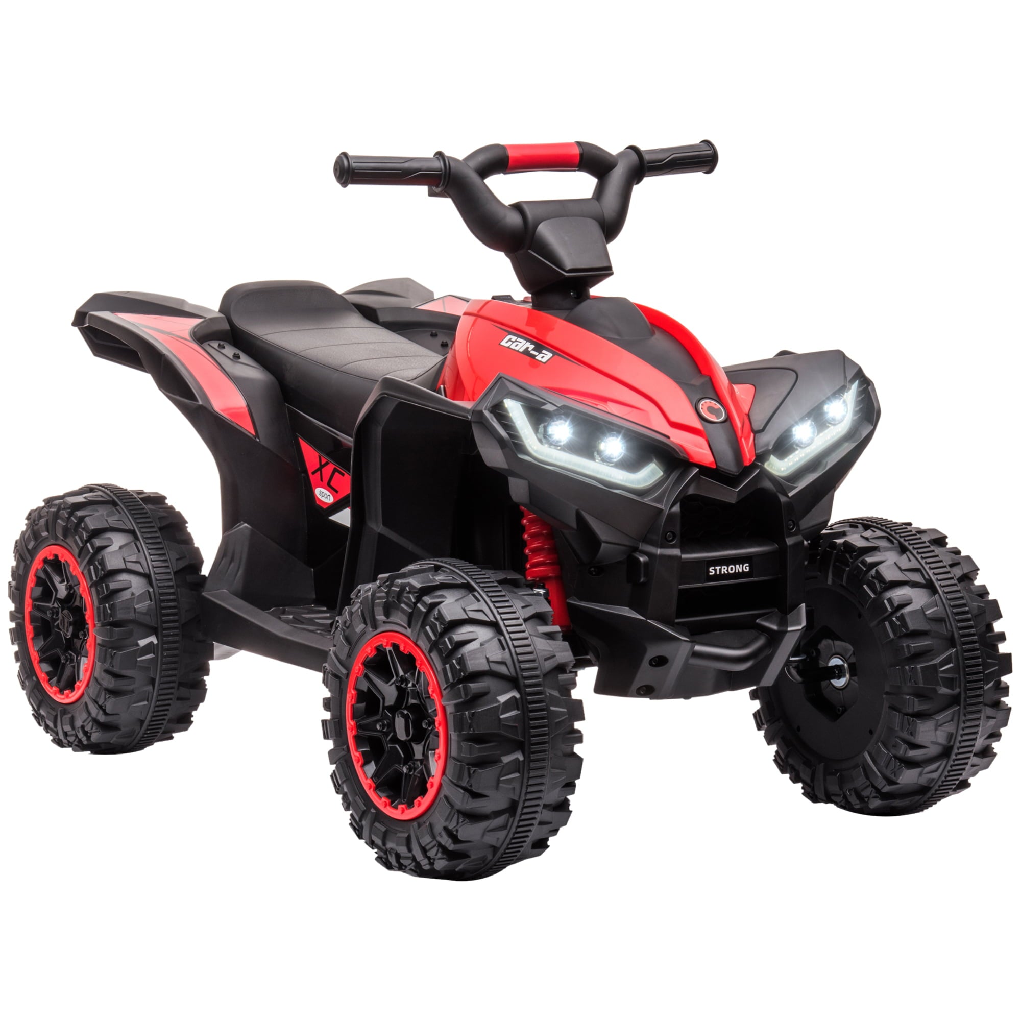 Aosom 12V Kids ATV Quad Car with Forward & Backward Function, Four Wheeler for Kids with Wear-Resistant Wheels, Music, Electric Ride-on ATV for Toddlers Ages 3-5 Years Old, Red