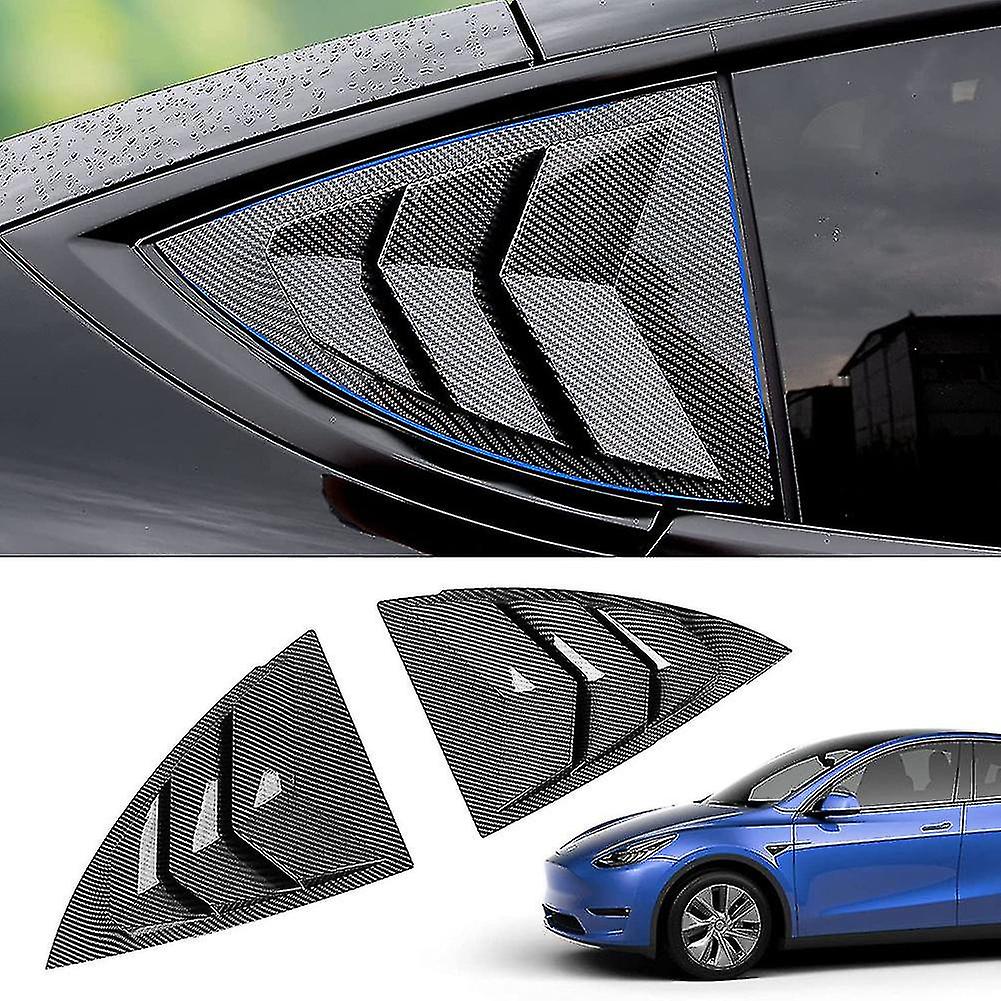 For Tesla Model Y Side Window Louvers，bright Carbon Fiber