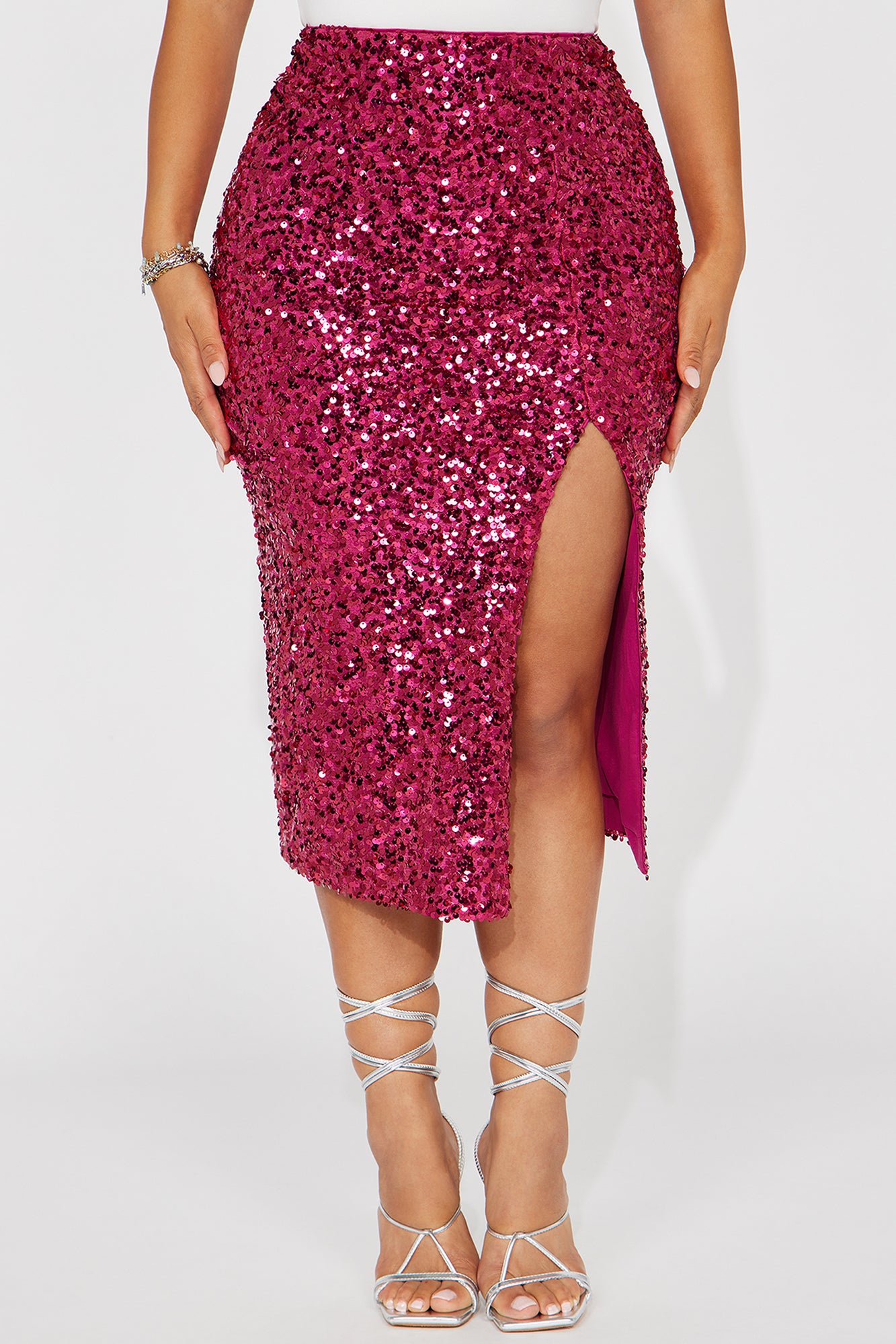 Cosmo Night Sequin Midi Skirt - Magenta