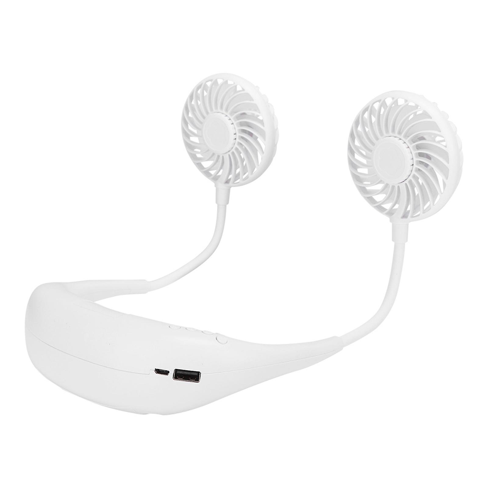 Neck Mini Fan Usb Portable Cooling Fan Power Bank Bluetooth Audio Radio For Outdoor Travelwhite