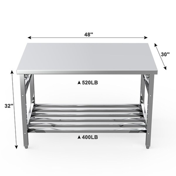 48x30 Inches Stainless Steel Table for Prep and Work