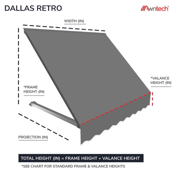 Awntech 7 ft Dallas Retro  153Fixed Awning (88.5...