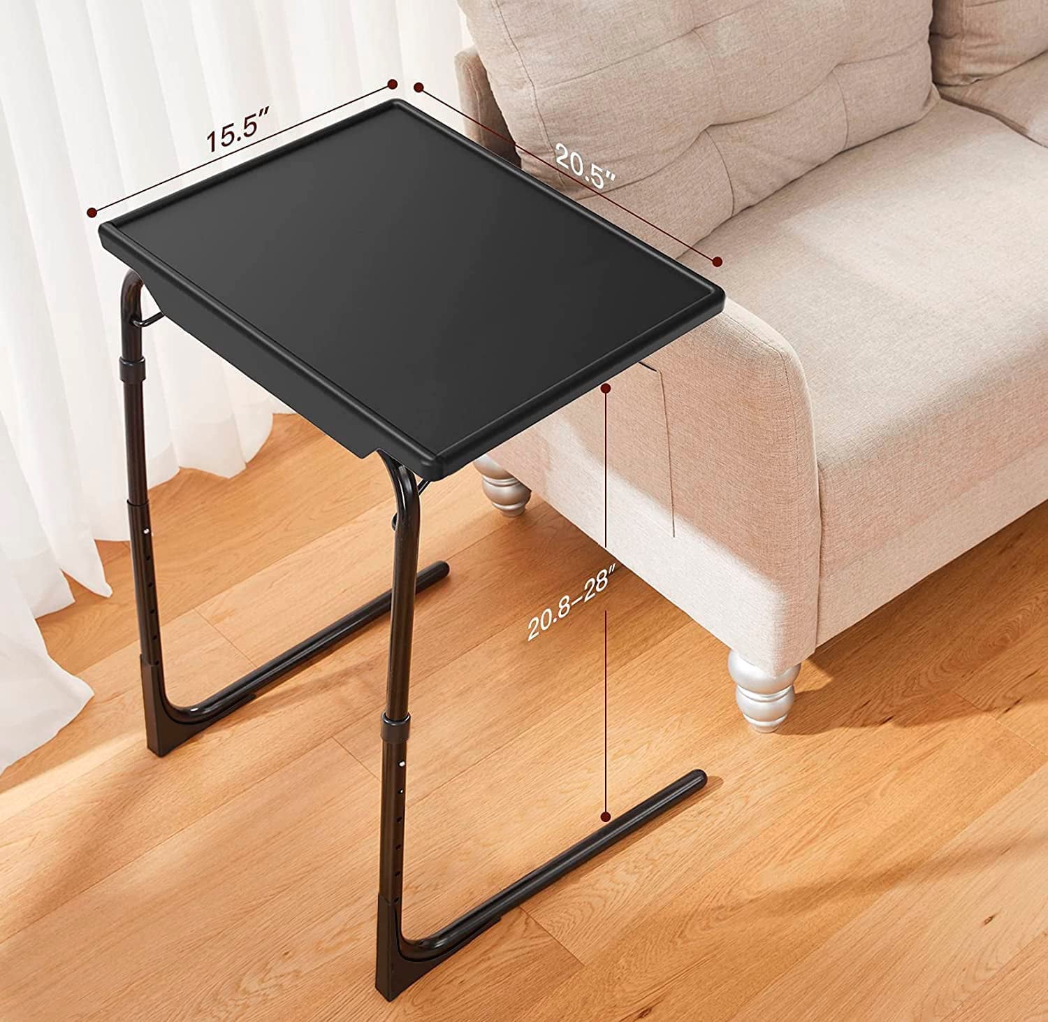 Portable Foldable 6 Height & 3 Tilt Angles Adjustable TV Tray Table TV Dinner Tray Sofa Desk for Home Office,1 Pack