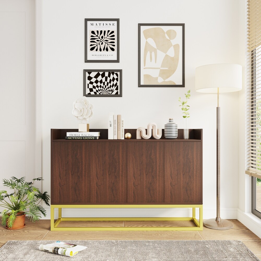 Storage Cabinet with Square Metal Legs and Particle Board Material