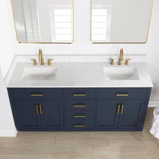 Altair Gavino 72 in. W x 22 in. D x 34 in. H Bath Vanity in Royal Blue with Grain White Composite Stone Top 557072-RB-GW-NM