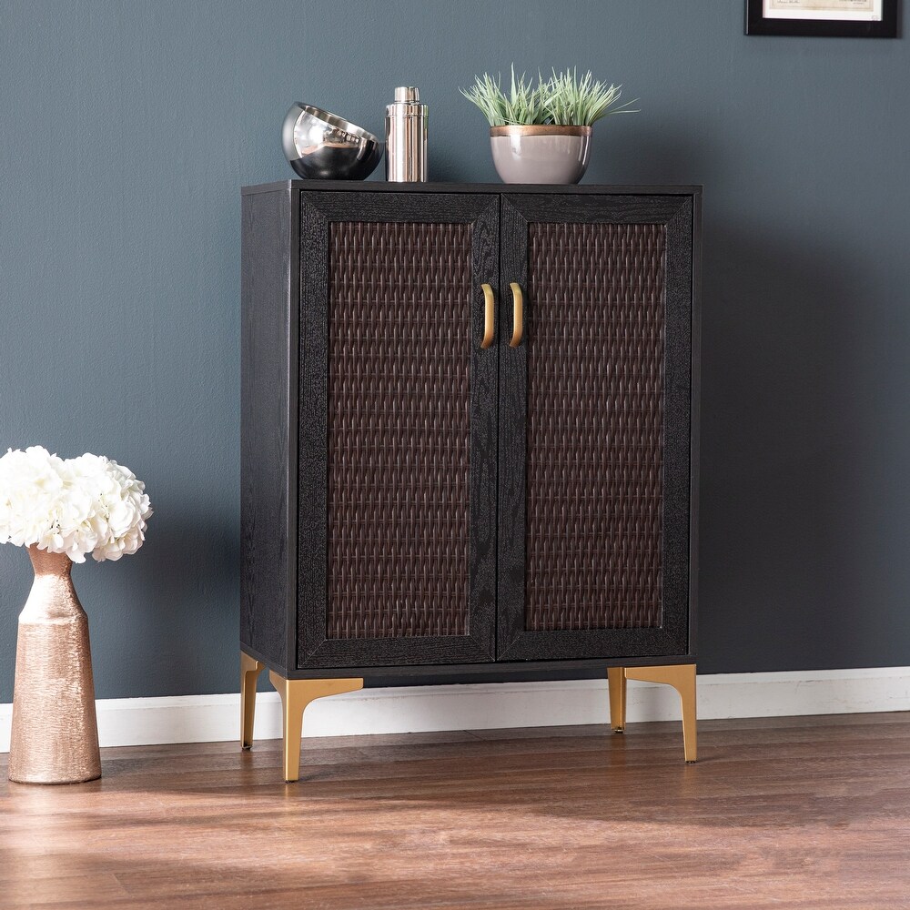 SEI Furniture Home Raintree Transitional Black Wood Bar Cabinet