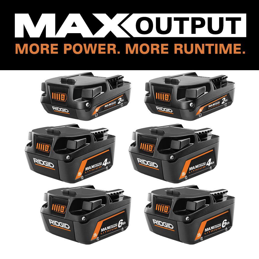 RIDGID 18V Lithium-Ion MAX Output 6.0 Ah Battery (2-Pack) MAX Output 4.0 Ah (2-Pack) and MAX Output 2.0 Ah (2-Pack) AC840060PN-AC840040P-AC840020PN