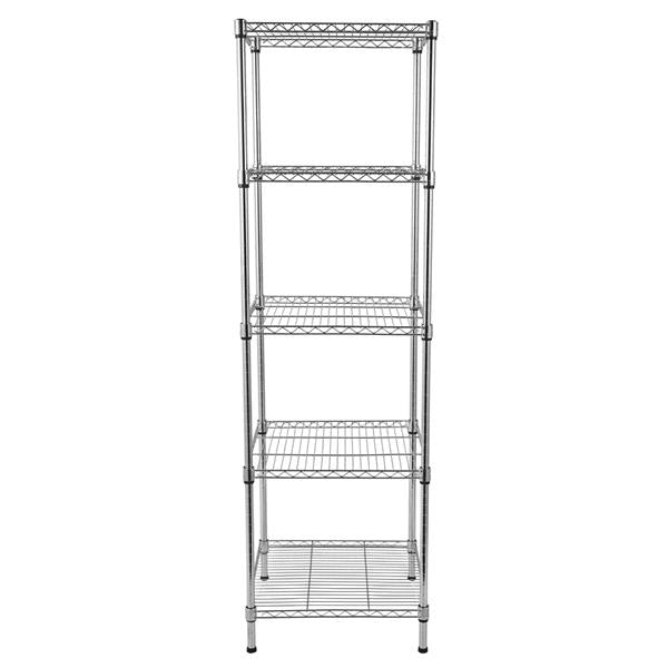 5-Tier Wire Shelving Storage Rack Thicken Steel Tube Shelf Wire Shelf Unit Rack Organizer for Garage Level Adjustable, Silver