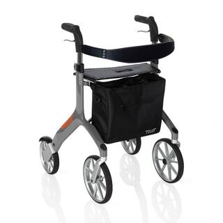 Stander Trust Care Let's Fly 4-Wheel Lightweight Folding Euro-Style Rollator with Seat in Gray 4700-GR