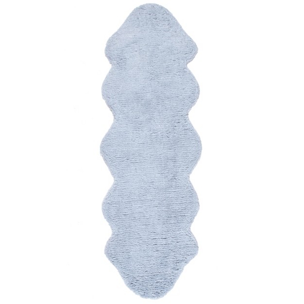 Nuloom Hand Tufted Double Pelt Faux Sheepskin Area Rug Shaped 2 x27 X 6 x27 Baby Blue