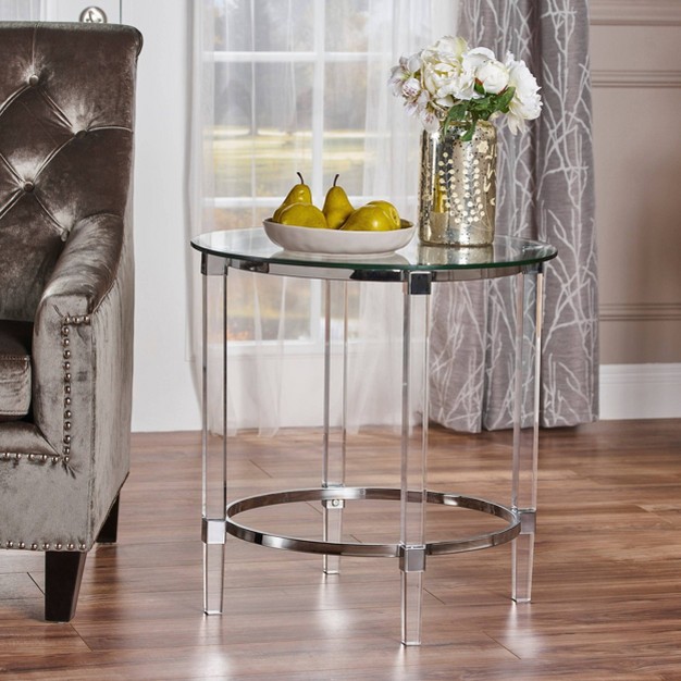 Orianna Circular Glass Table Clear Christopher Knight Home