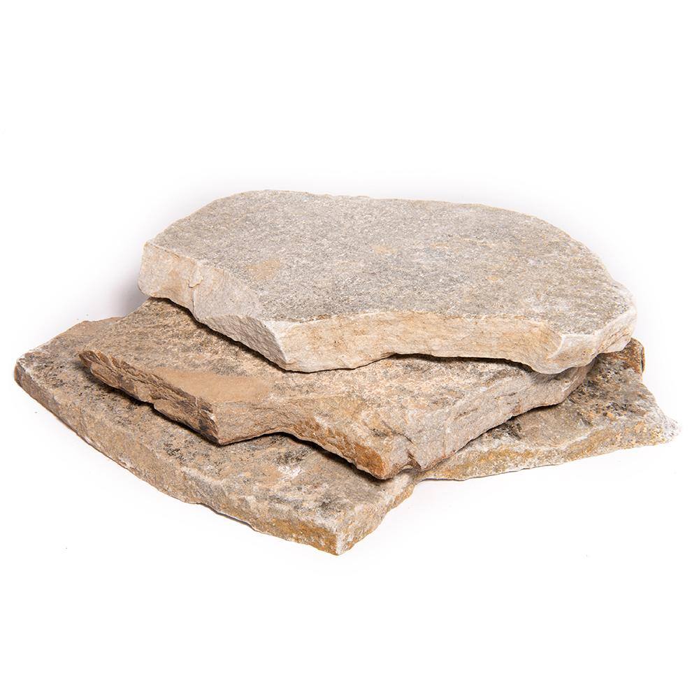 Southwest Boulder  Stone 12 in. x 12 in. x 2 in. 30 sq. ft. Platinum Gold Natural Flagstone for Landscape Gardens and Pathways 02-0202