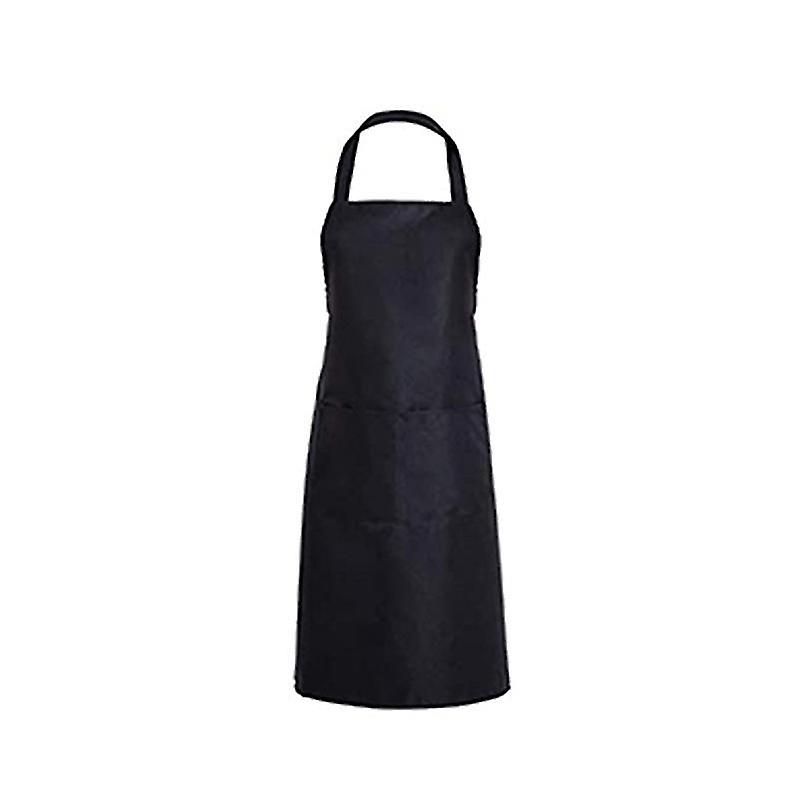 2 Pack Plain Bib Aprons With 2 Pockets - Black Unisex Commercial Apron Bulk