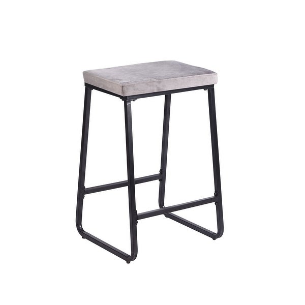 Porthos Home Samu Bar Stools Set of 2， Velvet Upholstery， Iron Legs