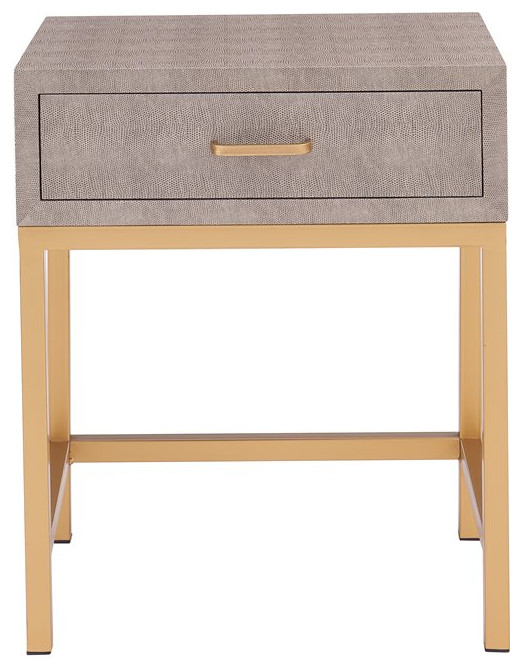 New Pacific Direct Durham 1 drawer Faux Shagreen End Table in Brown/Gray   Contemporary   Side Tables And End Tables   by VirVentures  Houzz