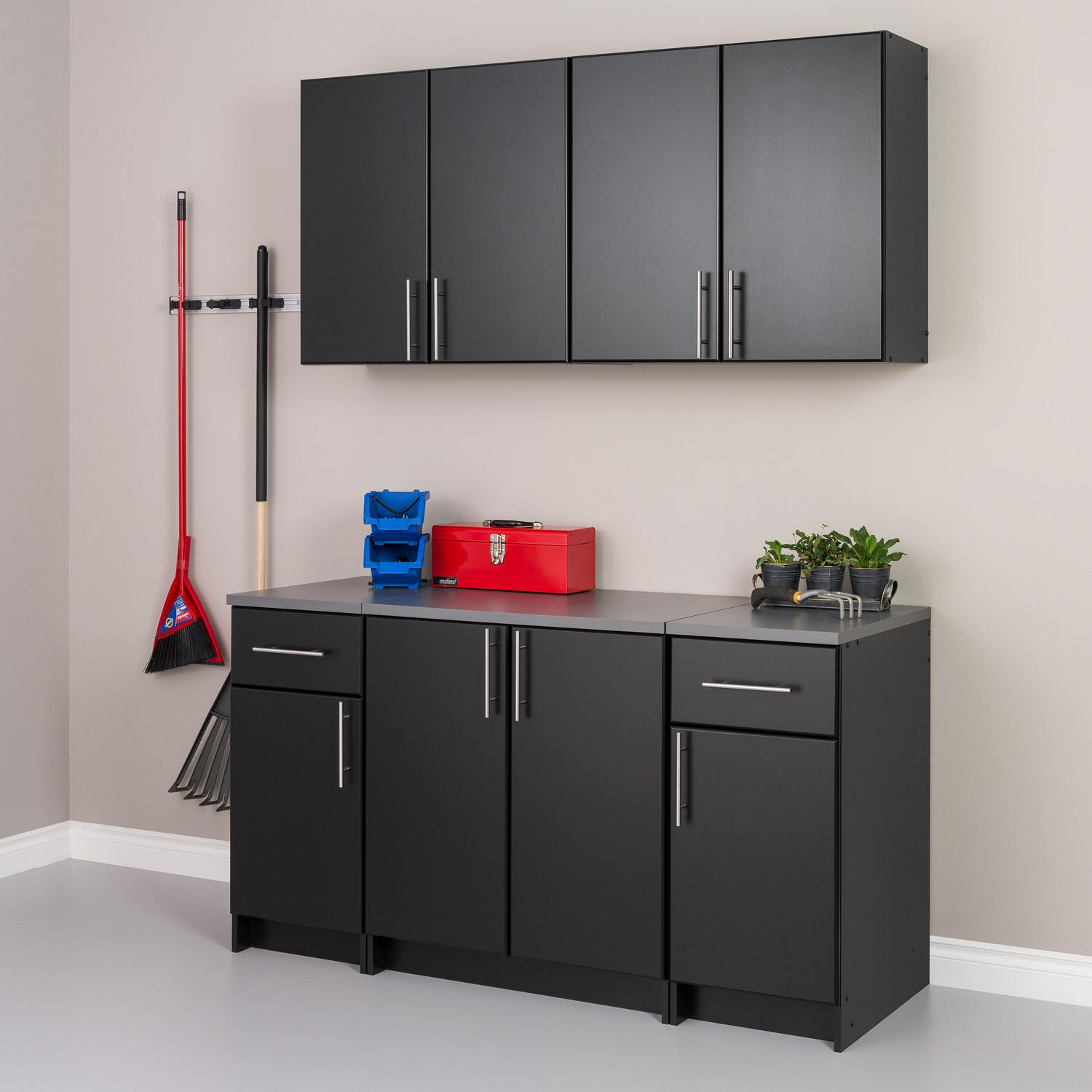 Prepac 1-Shelf Stackable Wall Cabinet， Black