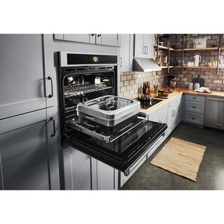 KitchenAid 30 in. Single Electric Smart Wall Oven with Powered Attachments in Stainless Steel KOSE900HSS