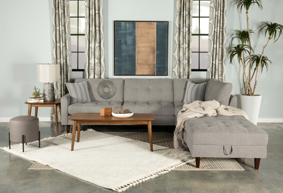 Barton Upholstered Tufted Ottoman Toast and Brown   Modern   Footstools And Ottomans   by Modon  Houzz