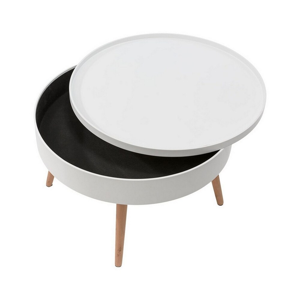 Zoe Mid Century Modern Round Coffee Table with Storage