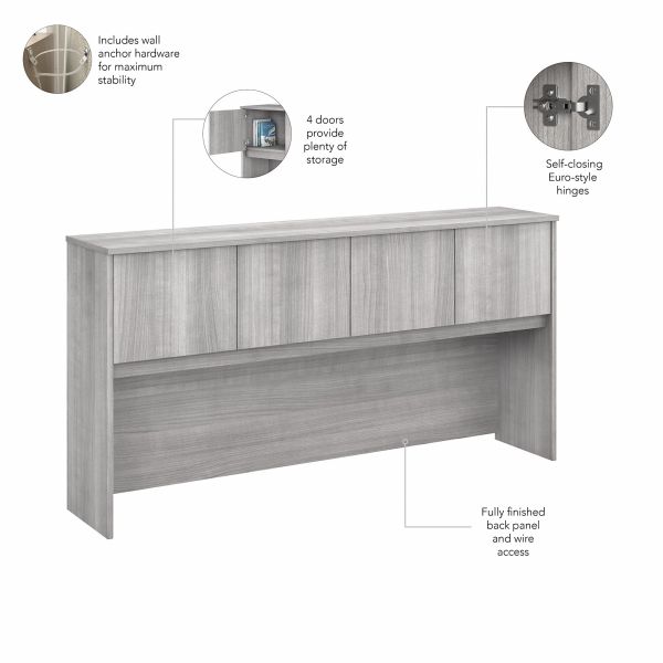 Bush Business Furniture Hybrid 72W Desk Hutch in Platinum Gray