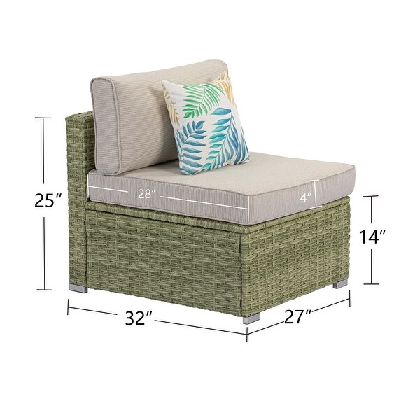 COSIEST PE Wicker Outdoor Armless Chair with Pillow