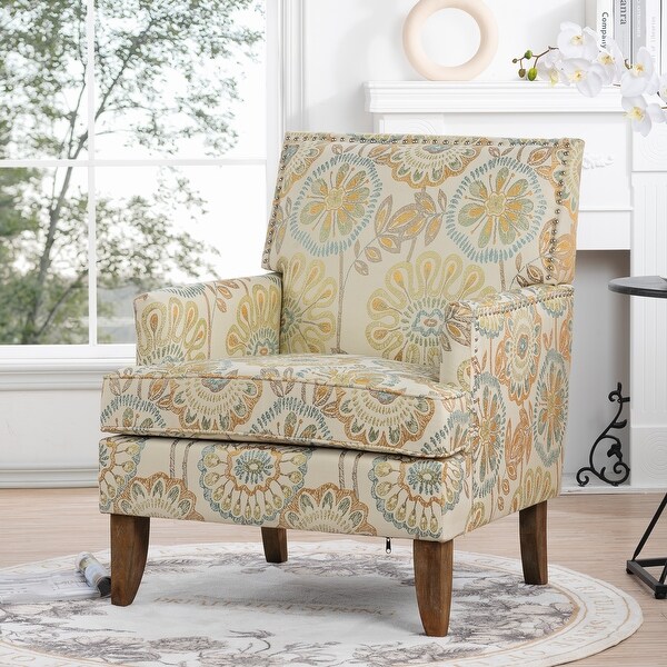 Fabric Accent Chairs for Living Room with Nailheads