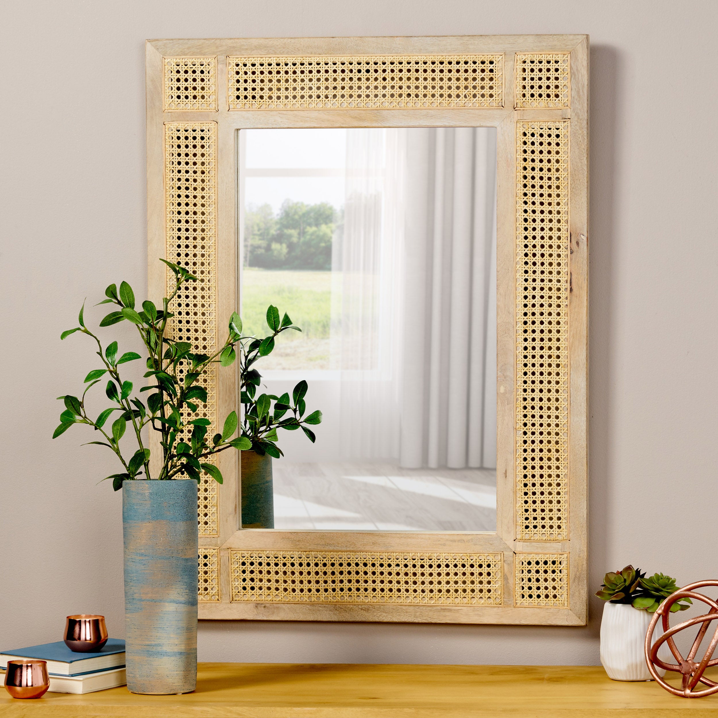 Hazel Boho Mirror with Wicker Caning