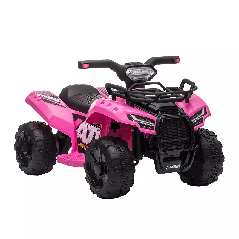 Aosom Kids Ride on ATV Four Wheeler Car with Real Working Headlights 6V Battery Powered Motorcycle for 18 36 Months Black