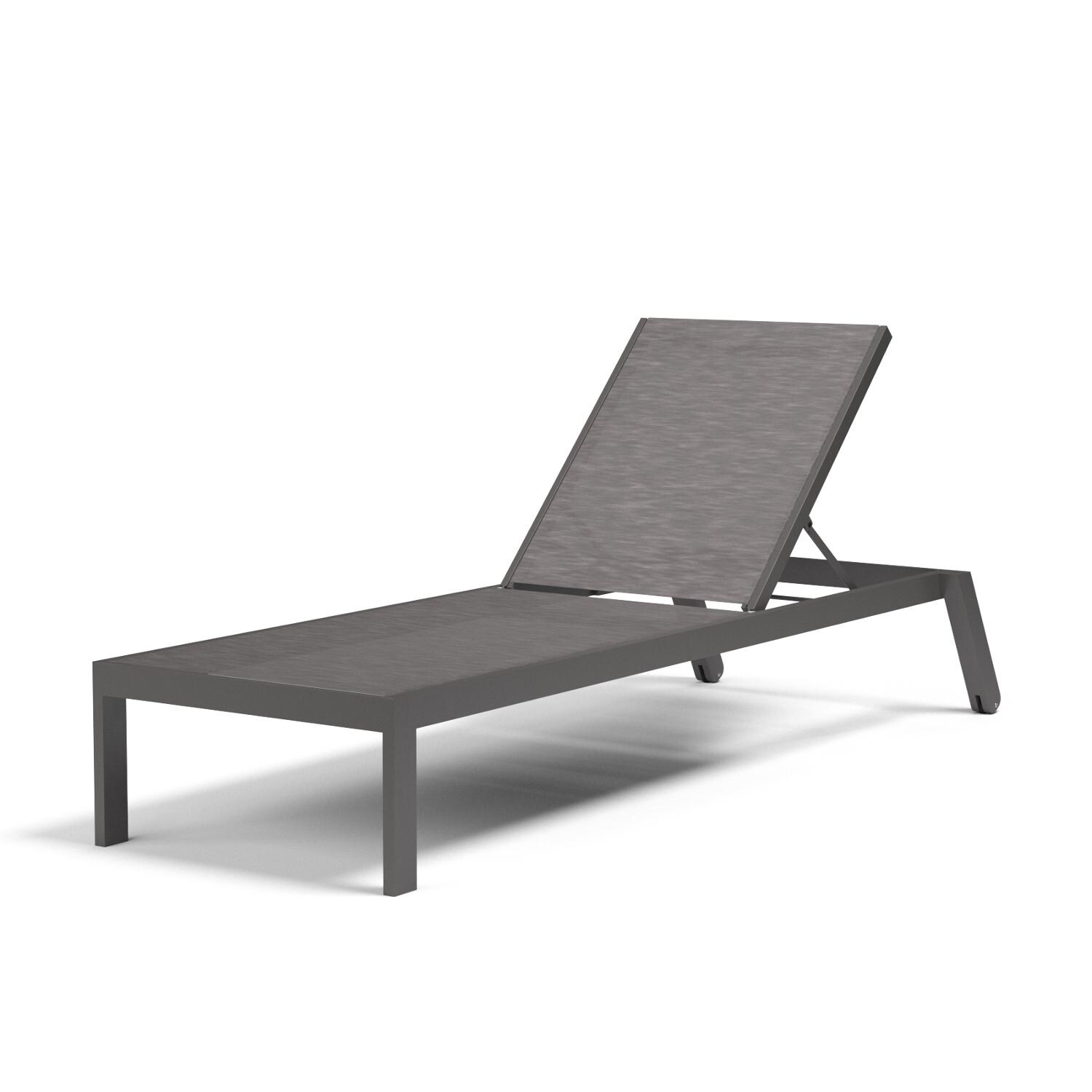 Sunset West Vegas Aluminum Stackable Patio Sling Chaise Lounge W/ Phifertex Graphite Sling