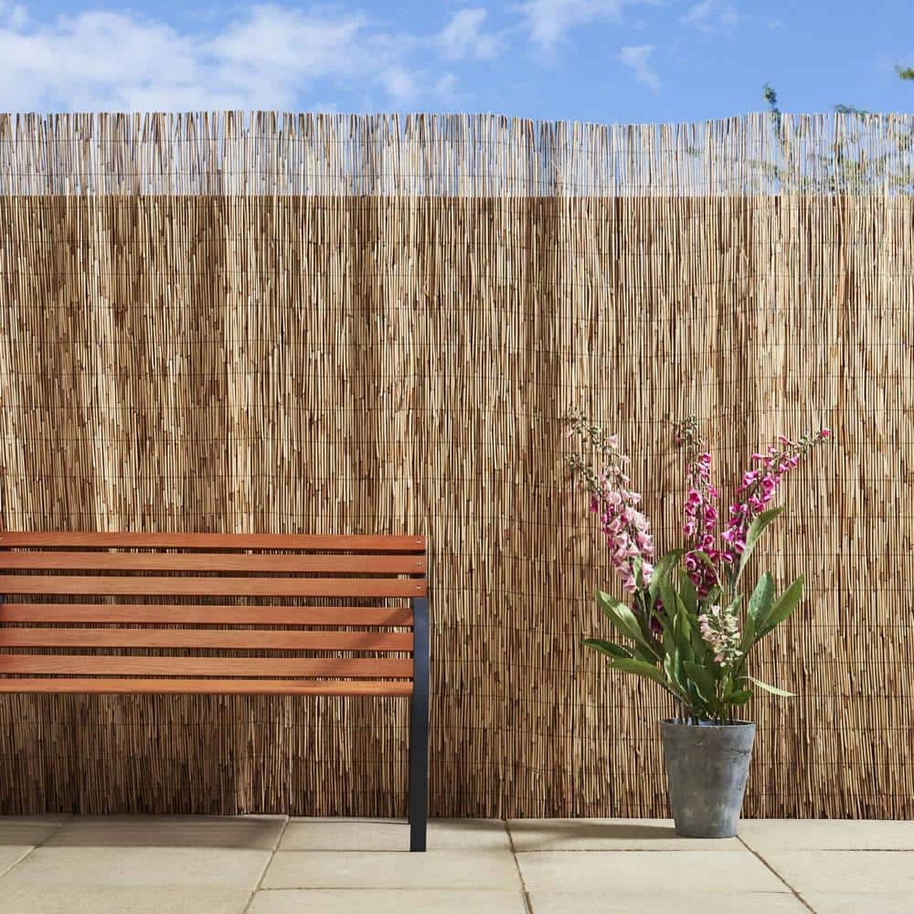 Backyard X-Scapes 6 ft. H x 16 ft. L Bamboo Tan Reed Fencing Panel Decorative Screen Fence for Backyard Garden Fencing Divider 20-N6