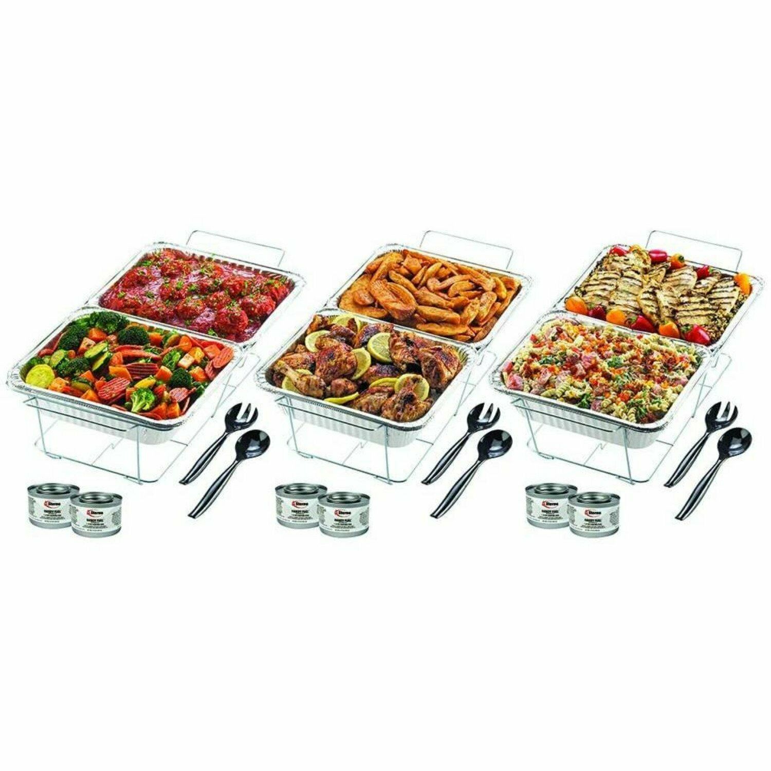 Disposable Aluminum Chafing Dish Buffet Party Set 24PC For All Events， One Size With Free Handy Lighter