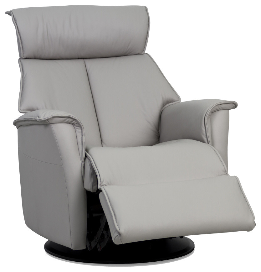 IMG Boss Large Relaxer Power Recliner Swivel Glider Trend Cinder Grey Leather   Contemporary   Recliner Chairs   by The Back Store  Houzz