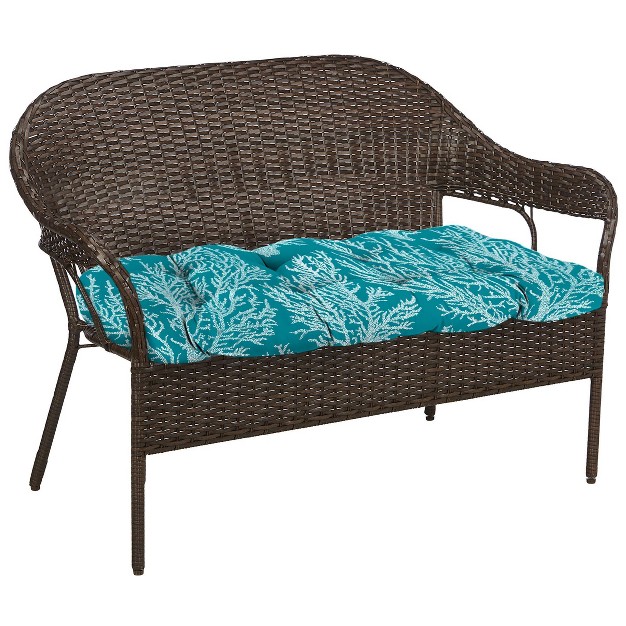 Outdoor Wicker Loveseat Cushion In Seacoral Turquoise Jordan Manufacturing